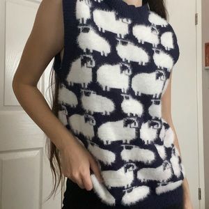 sheep pattern sweater vest